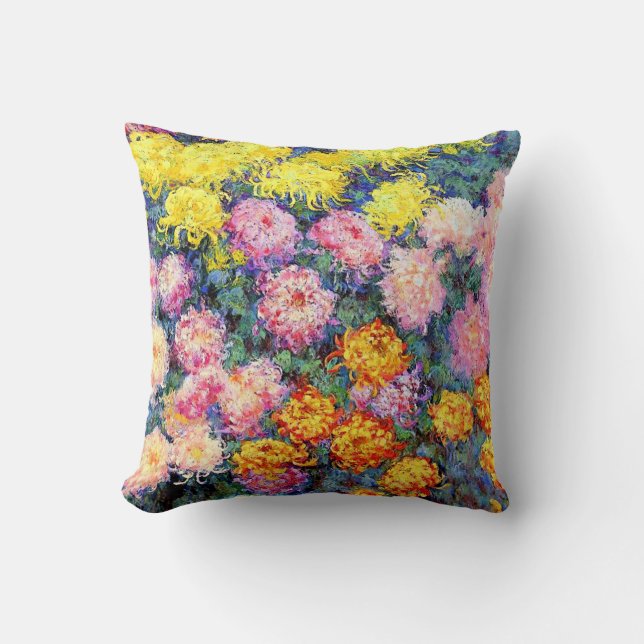 Bed of Chrysanthemums by Monet Throw Pillow (Front)