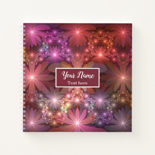 Bed Of Flowers Colorful Abstract Fractal Art Name Notebook
