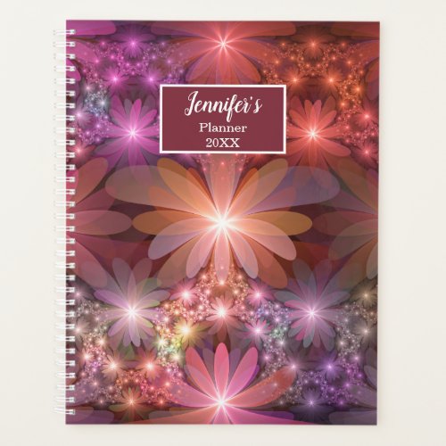 Bed Of Flowers Colorful Abstract Fractal Art Name Planner