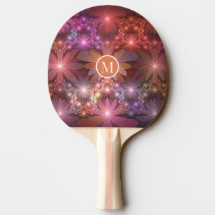 Bed Of Flowers Colorful Abstract Fractal Monogram Ping Pong Paddle