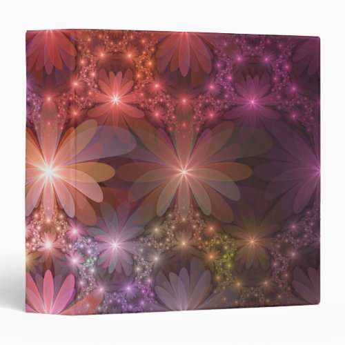 Bed Of Flowers Colorful Shiny Abstract Fractal Art 3 Ring Binder
