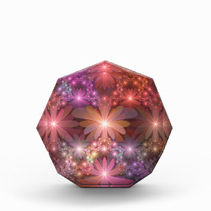 Bed Of Flowers Colorful Shiny Abstract Fractal Art Acrylic Award