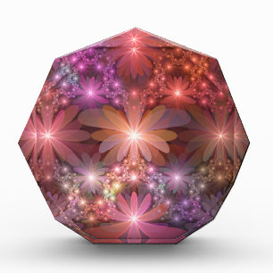 Bed Of Flowers Colorful Shiny Abstract Fractal Art Acrylic Award