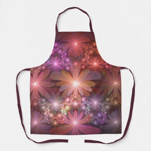 Bed Of Flowers Colorful Shiny Abstract Fractal Art Apron
