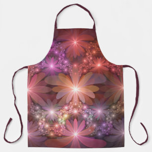 Bed Of Flowers Colorful Shiny Abstract Fractal Art Apron