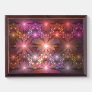 Bed Of Flowers Colorful Shiny Abstract Fractal Art Award Plaque