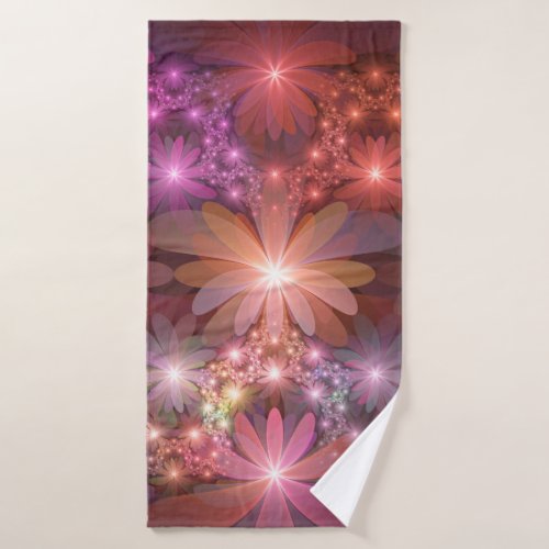 Bed Of Flowers Colorful Shiny Abstract Fractal Art Bath Towel