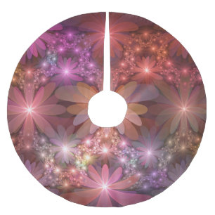 Bed Of Flowers Colorful Shiny Abstract Fractal Art Brushed Polyester Tree Skirt