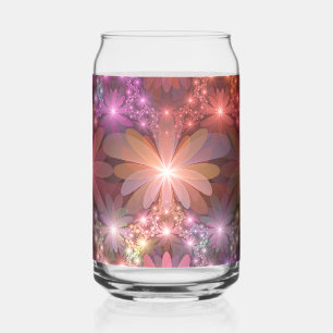 Bed Of Flowers Colorful Shiny Abstract Fractal Art Can Glass