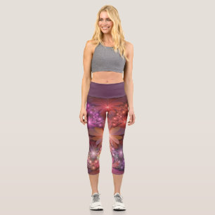 Bed Of Flowers Colorful Shiny Abstract Fractal Art Capri Leggings