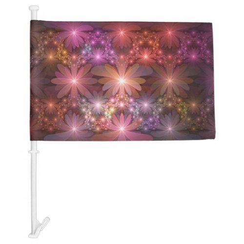 Bed Of Flowers Colorful Shiny Abstract Fractal Art Car Flag