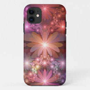 Bed Of Flowers Colorful Shiny Abstract Fractal Art iPhone 11 Case