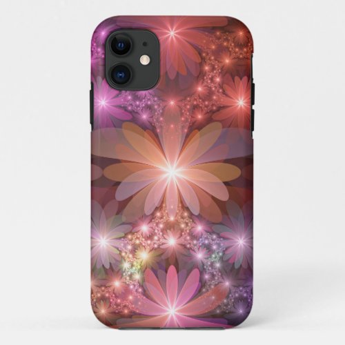 Bed Of Flowers Colorful Shiny Abstract Fractal Art iPhone 11 Case