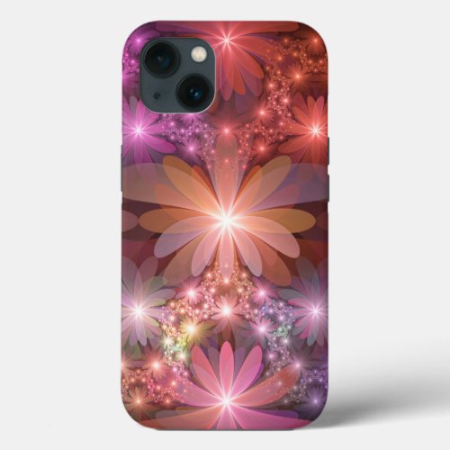 Bed Of Flowers Colorful Shiny Abstract Fractal Art iPhone 13 Case