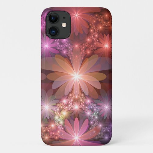 Bed Of Flowers Colorful Shiny Abstract Fractal Art iPhone 11 Case