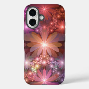 Bed Of Flowers Colorful Shiny Abstract Fractal Art iPhone 16 Case