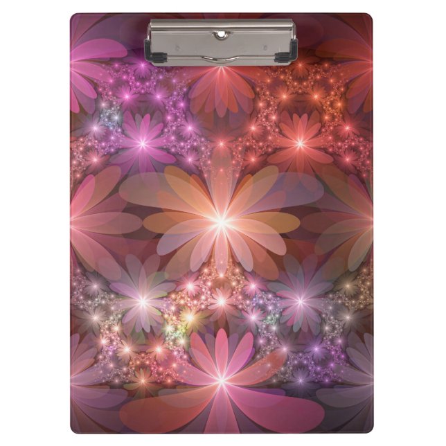 Bed Of Flowers Colorful Shiny Abstract Fractal Art Clipboard (Front)