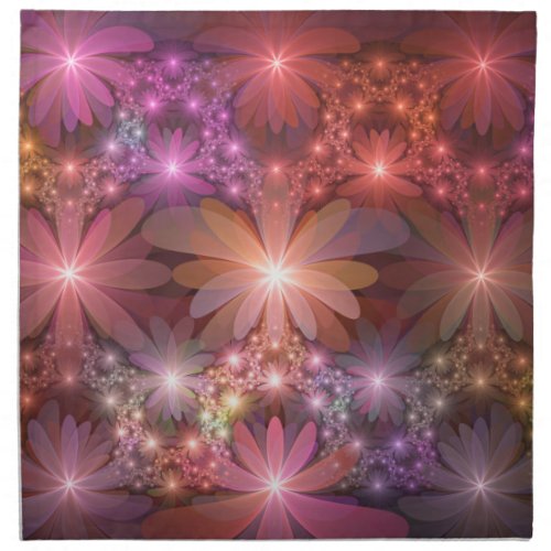 Bed Of Flowers Colorful Shiny Abstract Fractal Art Cloth Napkin