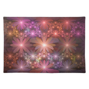 Bed Of Flowers Colorful Shiny Abstract Fractal Art Cloth Placemat