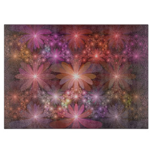 Bed Of Flowers Colorful Shiny Abstract Fractal Art Cutting Board