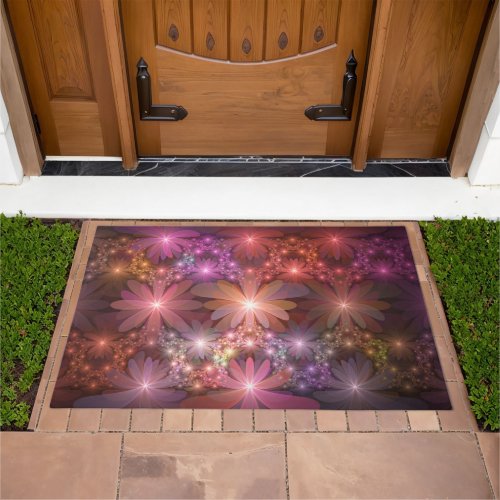 Bed Of Flowers Colorful Shiny Abstract Fractal Art Doormat