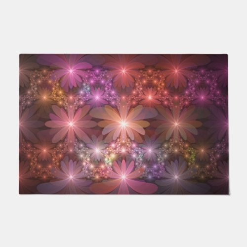Bed Of Flowers Colorful Shiny Abstract Fractal Art Doormat
