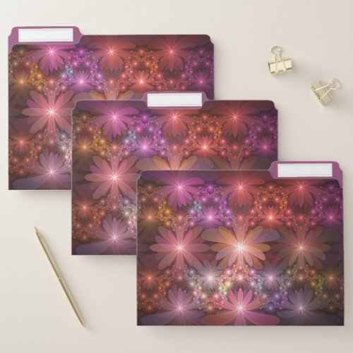 Bed Of Flowers Colorful Shiny Abstract Fractal Art File Folder