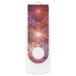 Bed Of Flowers Colorful Shiny Abstract Fractal Art Flash Drive