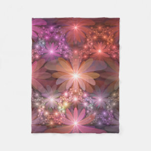 Bed Of Flowers Colorful Shiny Abstract Fractal Art Fleece Blanket