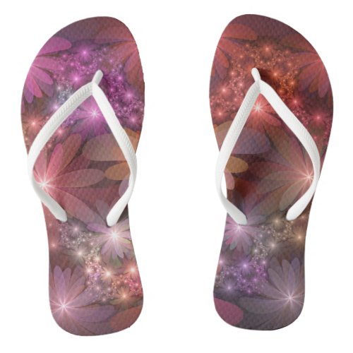 Bed Of Flowers Colorful Shiny Abstract Fractal Art Flip Flops