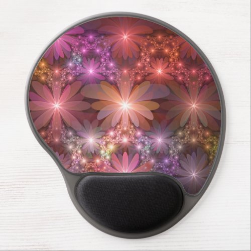 Bed Of Flowers Colorful Shiny Abstract Fractal Art Gel Mouse Pad