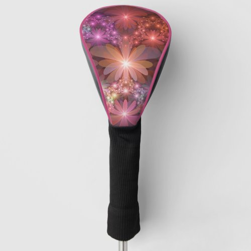 Bed Of Flowers Colorful Shiny Abstract Fractal Art Golf Head Cover