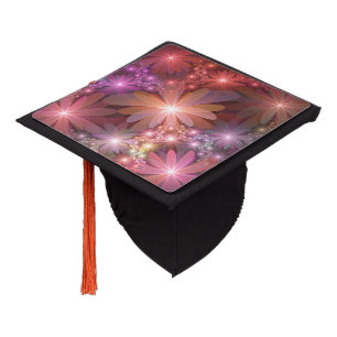 Bed Of Flowers Colorful Shiny Abstract Fractal Art Graduation Cap Topper