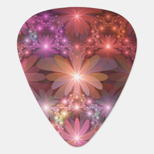 Bed Of Flowers Colorful Shiny Abstract Fractal Art Guitar Pick