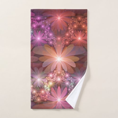 Bed Of Flowers Colorful Shiny Abstract Fractal Art Hand Towel