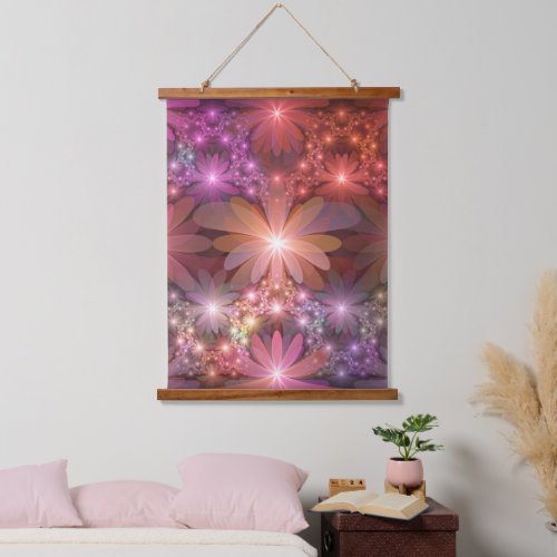 Bed Of Flowers Colorful Shiny Abstract Fractal Art Hanging Tapestry