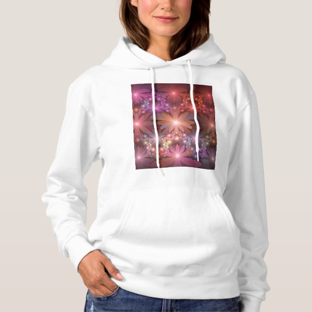 Bed Of Flowers Colorful Shiny Abstract Fractal Art Hoodie (Front)