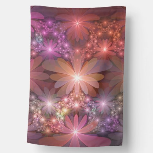 Bed Of Flowers Colorful Shiny Abstract Fractal Art House Flag