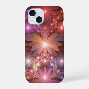 Bed Of Flowers Colorful Shiny Abstract Fractal Art iPhone 15 Case