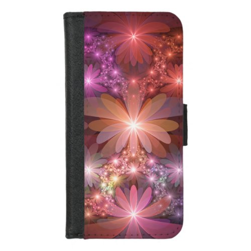 Bed Of Flowers Colorful Shiny Abstract Fractal Art iPhone 87 Wallet Case