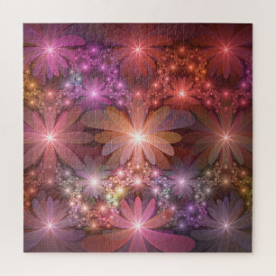 Bed Of Flowers Colorful Shiny Abstract Fractal Art Jigsaw Puzzle