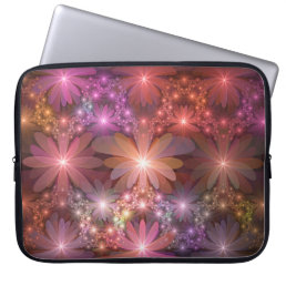 Bed Of Flowers Colorful Shiny Abstract Fractal Art Laptop Sleeve