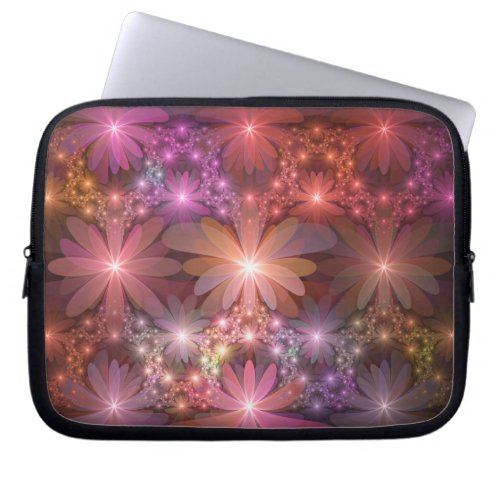 Bed Of Flowers Colorful Shiny Abstract Fractal Art Laptop Sleeve