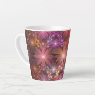 Bed Of Flowers Colorful Shiny Abstract Fractal Art Latte Mug
