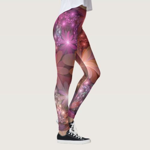 Bed Of Flowers Colorful Shiny Abstract Fractal Art Leggings