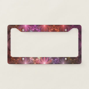 Bed Of Flowers Colorful Shiny Abstract Fractal Art License Plate Frame