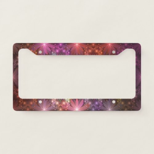 Bed Of Flowers Colorful Shiny Abstract Fractal Art License Plate Frame