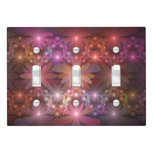 Bed Of Flowers Colorful Shiny Abstract Fractal Art Light Switch Cover