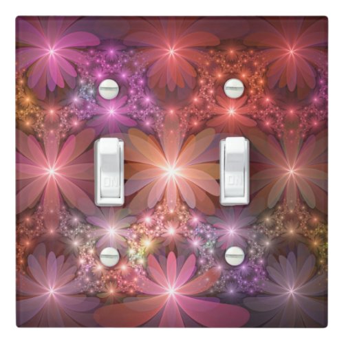 Bed Of Flowers Colorful Shiny Abstract Fractal Art Light Switch Cover
