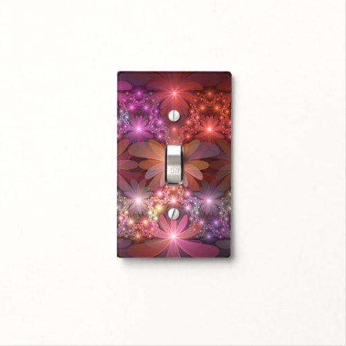 Bed Of Flowers Colorful Shiny Abstract Fractal Art Light Switch Cover